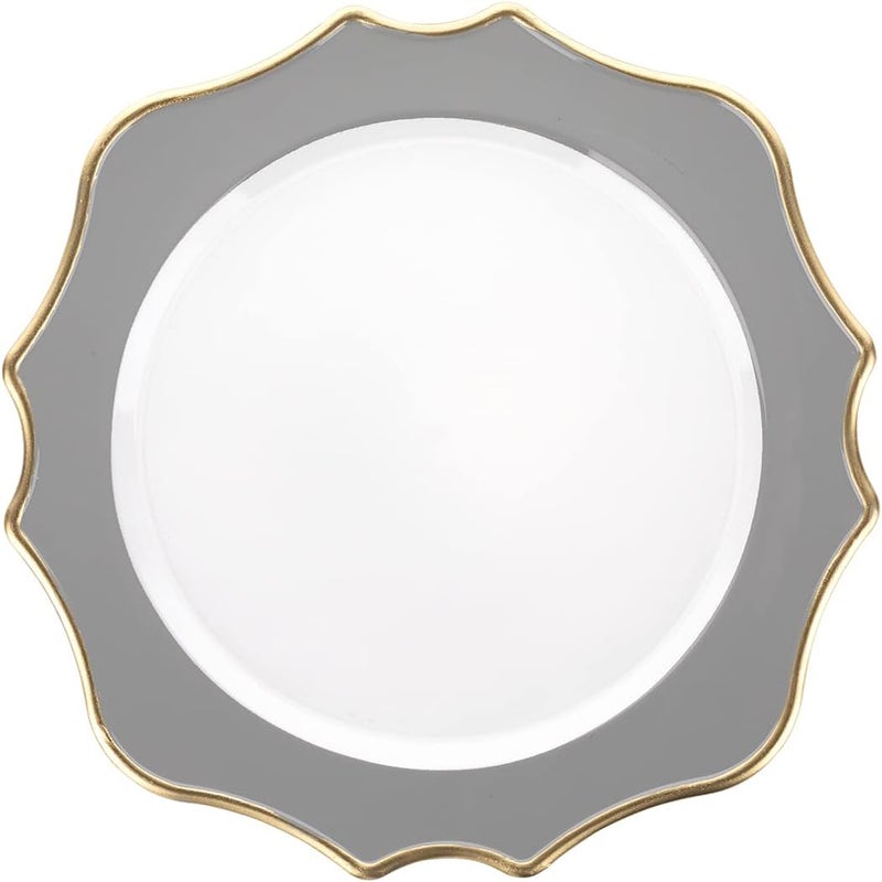 Koyal Wholesale Modern Scallop Charger Plates 12Pack French Style Decor Ornate Charger Plates Rustic Farm Table Decor Gray - Image 5