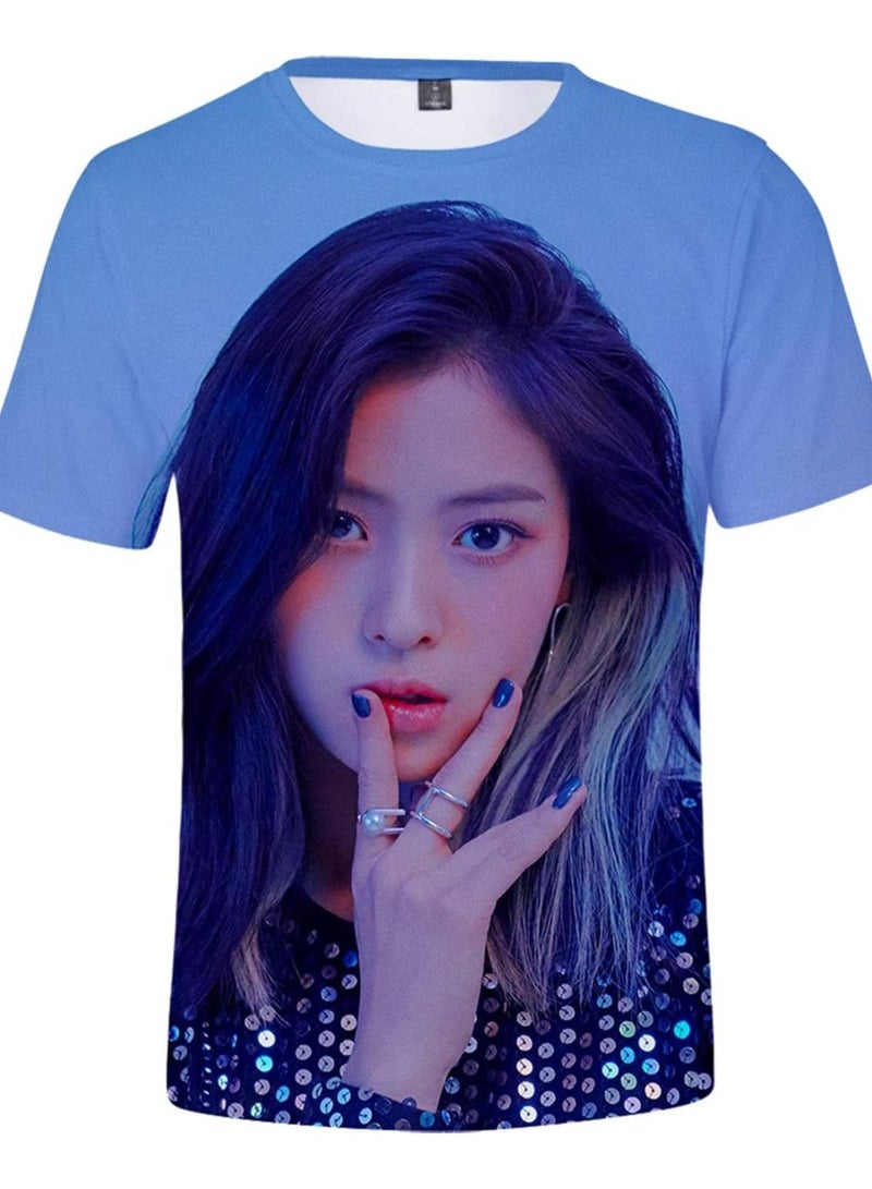 ITZY Unisex Printed Cotton T-Shirt for Men and Women – Comfortable K-Pop Fan Merch, Casual Everyday Wear