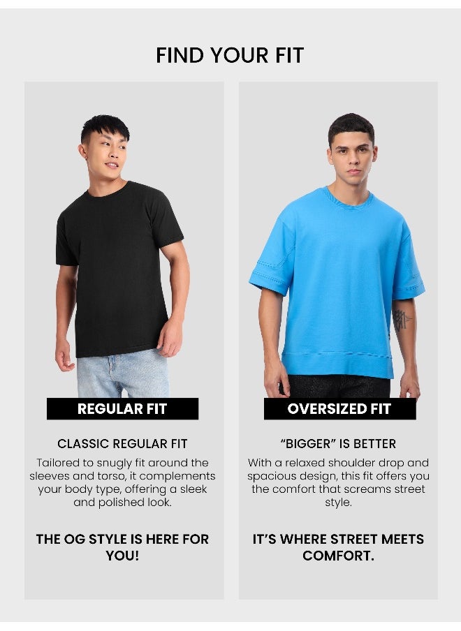 Beyoung Aqua Blue Cut And Sew Panel Oversized T-Shirt  - Image 4
