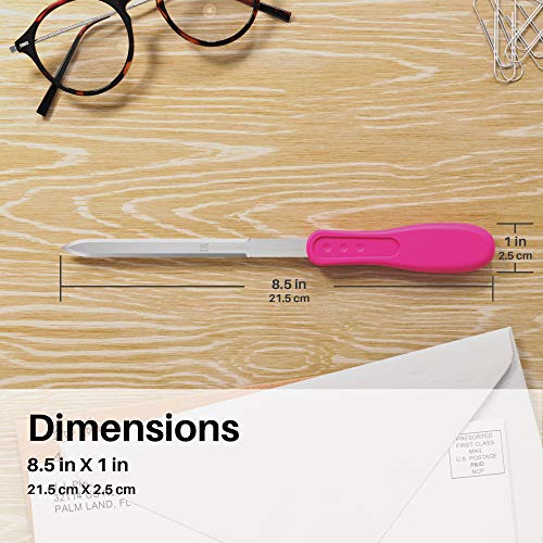 Uncommon Desks Office Letter Opener - Stainless Steel Knife-Edge Blade, Ergonomic Grip Handle (Hot Pink, 1 Pieces) - Image 5