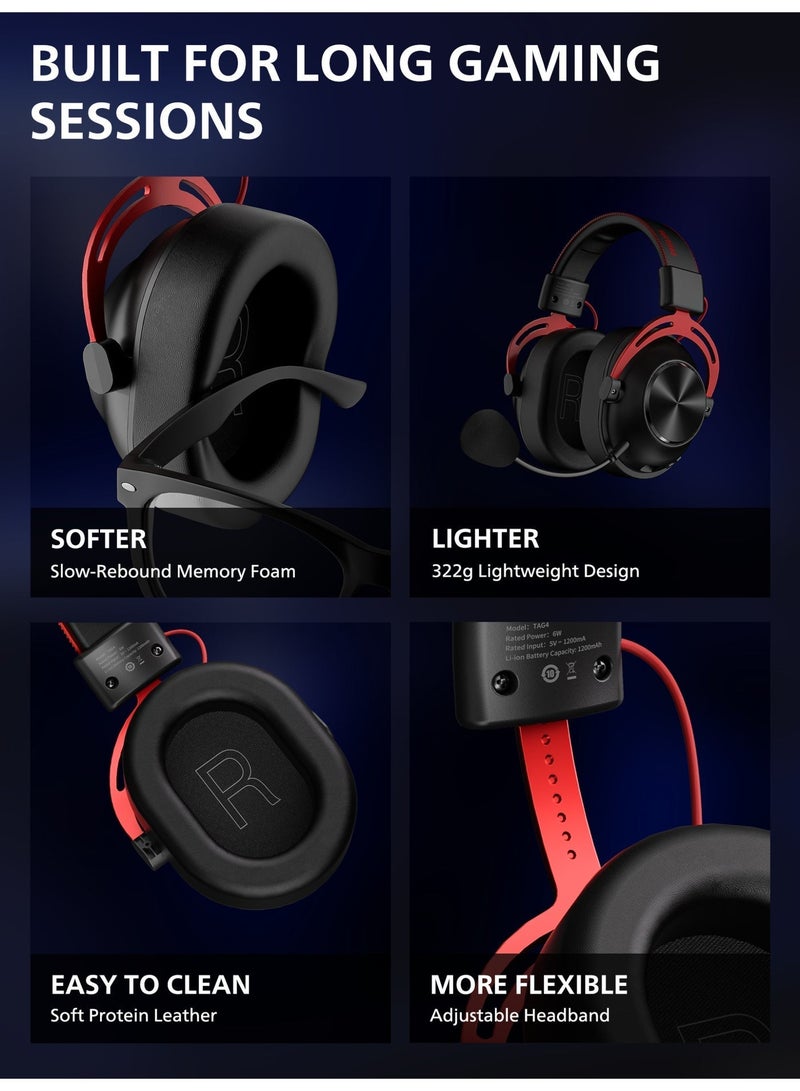 فيليبس سماعة رأس فيليبس TAG4 لاسلكية للألعاب، صوت محيطي 7.1، متوافقة مع PS5/PS4 والكمبيوتر وNintendo Switch والهاتف المحمول، قاعدة ذكية بشاشة LCD ومستقبل لاسلكي، زمن استجابة أقل من 15 مللي ثانية عبر 2.4GHz، محركات صوت 53 مم، ميكروفون قابل للفصل بتقنية ENC لإلغاء الضوضاء، عمر بطارية يصل إلى 90 ساعة، اتصال ثلاثي 2.4GHz وBluetooth 5.4 وسلكي - Image 5