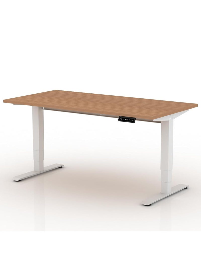 Kaliber Kaliber Height Adjustable Desk - Sleek Sit-Stand Design, 25mm Durable Melamine Worktop, White Powder-Coated Frame with Cable Management, 3-Year Warranty for Ultimate Comfort - Image 1