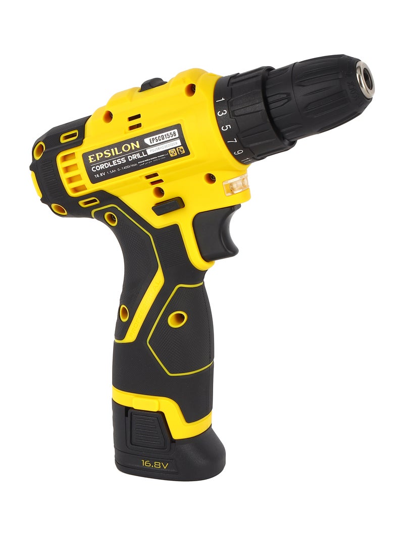 Epsilon Epsilon 16.8 V Cordless Drill- EPSCD1558/ 10 mm Hole Diameter, 26 Nm Maximum Torque, Perfect for Home and Business, No Load Speed 0-1400 RPM, Comfortable Grip  - Image 3