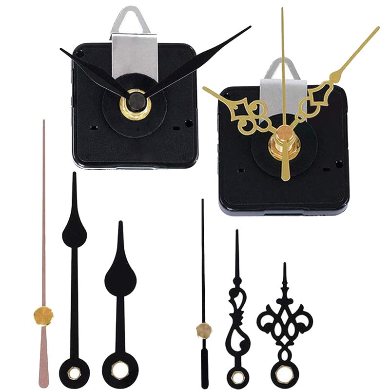 EMOON 2 Pack Clock Movement Mechanism with 4 Pairs of Short Hands Battery Silent Sweep Operated Quartz Clock Motor Kit DIY Repair Parts Replacement 34 Inch Total Shaft Length