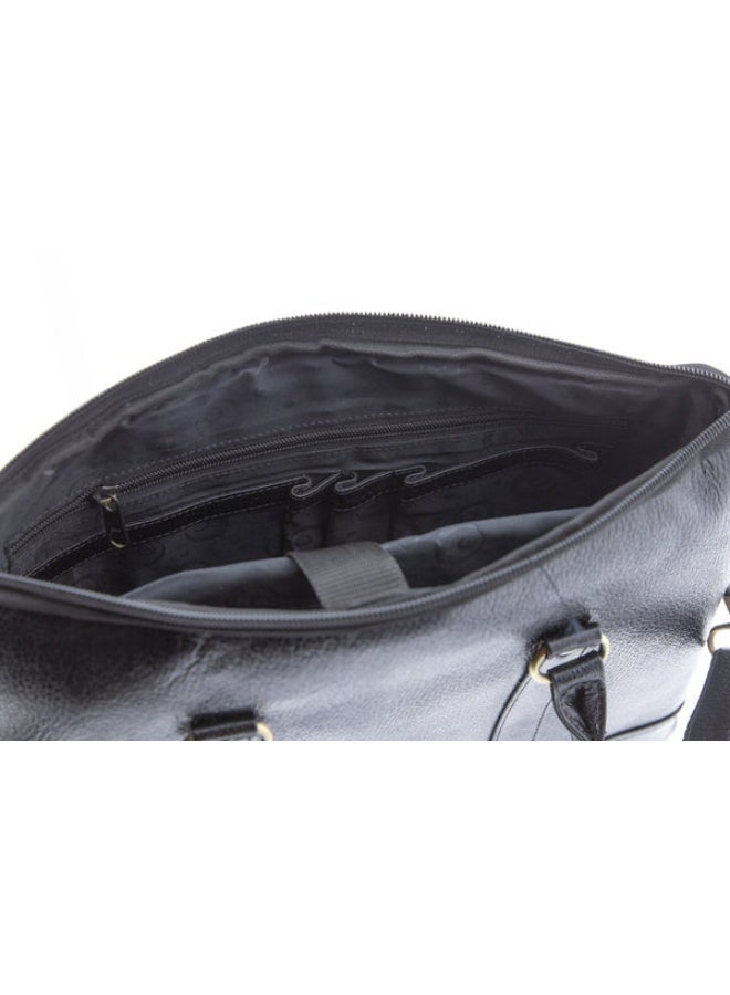Mont Hawk Genuine Leather Laptop Bag for Men & Women – Black Premium Leather Briefcase with Padded Laptop Compartment, Adjustable Shoulder Strap, Business Office Messenger Bag for Work & Travel - Image 2