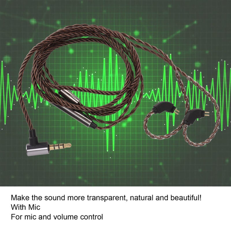 Heayzoki كابل Ue3X Ue18 W4R 0.78Mm 2 Pin IEM مع ميكروفون، كابل صوت 3.5Mm لسماعات الرأس - Image 3