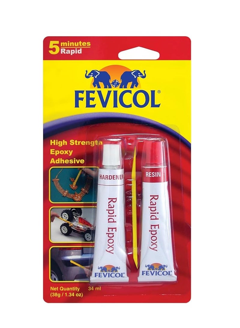 Fevicol Rapid Epoxy Adhesive Two-Component Fast-Setting Adhesive For Fixing Ceramics Glassware Marble Countertops Pvc Pipes Wood Repairs 34 ml Pack - Image 2