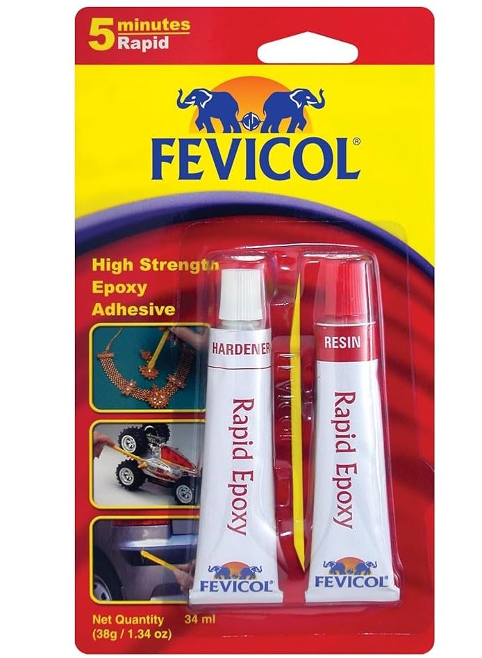 Fevicol Rapid Epoxy Adhesive Two-Component Fast-Setting Adhesive For Fixing Ceramics Glassware Marble Countertops Pvc Pipes Wood Repairs 34 ml Pack - Image 3