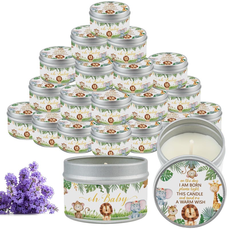 Nlicrst 24Pcs Jungle Animal Baby Shower Party Candles, Lavender Scented Candles for Baby Shower Favors, Christening & Birthday Parties, Gender Reveal Return Gifts - Image 1
