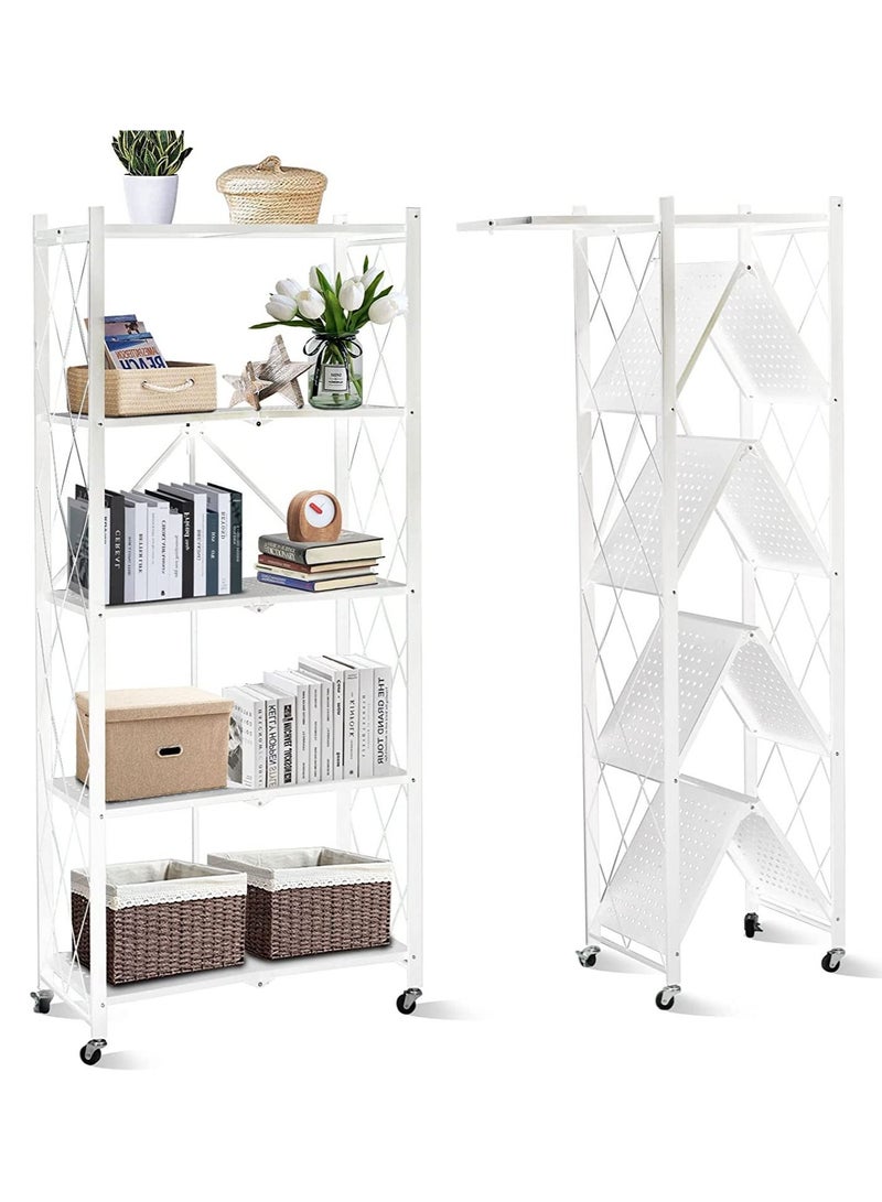 DubaiGallery Foldable Storage Shelves 5 Tier, Storage Racks Kitchen Cabinet, Shelf Storage Multipurpose Rack for Living Room Bedroom Kitchen Garage Easy Assembly - Image 1