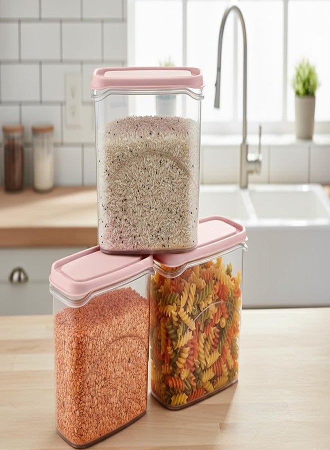 All Time Frostee Modular Multi-Purpose Plastic Containers Set Of 3 With Lid For Kitchen Storage | Food Grade |Freezer Safe |Bpa Free |Leak Proof| (950 Ml, Pink) - Image 2