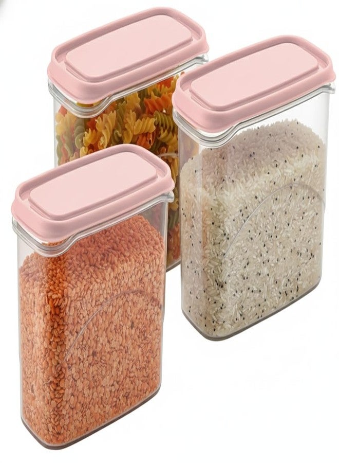 All Time Frostee Modular Multi-Purpose Plastic Containers Set Of 3 With Lid For Kitchen Storage | Food Grade |Freezer Safe |Bpa Free |Leak Proof| (950 Ml, Pink) - Image 1