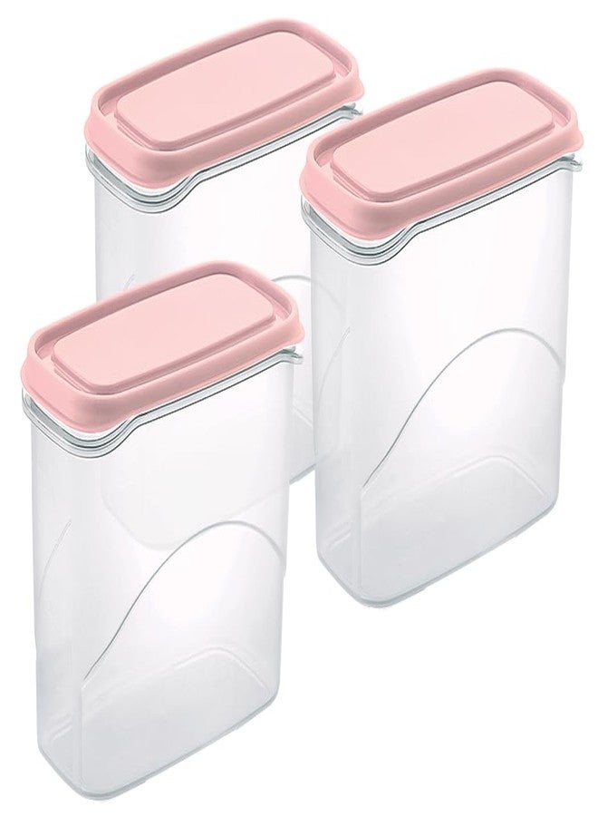 All Time Frostee Modular Multi-Purpose Plastic Containers Set Of 3 With Lid For Kitchen Storage | Food Grade |Freezer Safe |Bpa Free |Leak Proof| (950 Ml, Pink) - Image 3