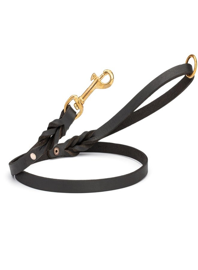 Viper Leather Dog Leash 6ft, Dog Training Leash with Brass Hardware, Leather Leash for Dogs Large Medium Small Breeds (W 1/2" - L 6 FT Black Brass) - Image 1