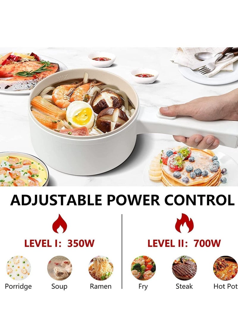 WALALLA 2L Electric Hot Pot with Steamer and Temperature Control Non-Stick Electric Cooker Shabu Shabu, Electric Skillet,Frying Pan,Electric Saucepan,for Noodles, Egg, Steak, Sauté, Steam, Oatmeal and Soup - Image 3