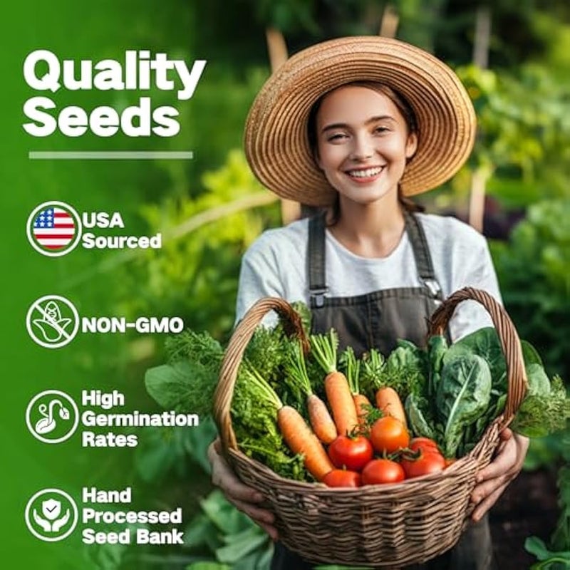 عربست بنك بذور متوارث من وزارة الزراعة الامريكية زون 8، اكثر من 30000 نوع من البذور غير المعدلة وراثيا لزراعة الخضروات، مجموعة بذور النجاة لسرير الحديقة المرتفع والدفيئة الزراعية والبستنة للنساء والرجال - Image 4