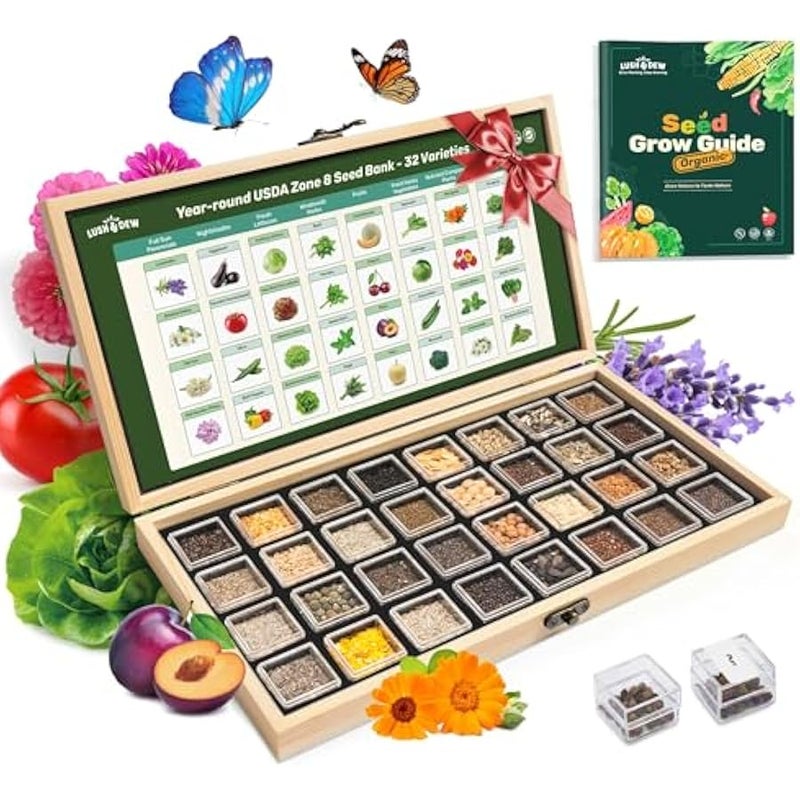 عربست بنك بذور متوارث من وزارة الزراعة الامريكية زون 8، اكثر من 30000 نوع من البذور غير المعدلة وراثيا لزراعة الخضروات، مجموعة بذور النجاة لسرير الحديقة المرتفع والدفيئة الزراعية والبستنة للنساء والرجال - Image 1