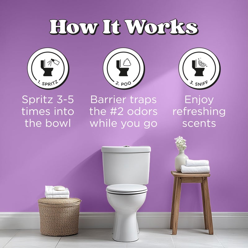 Poo-Pourri بخاخ بيو-بورري قبل الاستخدام 8 أونصات لتعطير الهواء والمرحاض برائحة اللافندر والفانيليا - يعمل على حبس روائح الحمام على الفور - مكونات نباتية وزيوت أساسية - مع اللافندر والفانيليا والحمضيات - Image 2