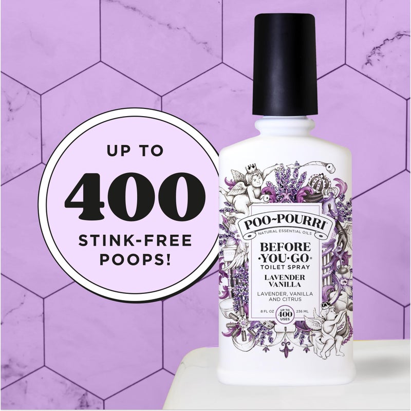 Poo-Pourri بخاخ بيو-بورري قبل الاستخدام 8 أونصات لتعطير الهواء والمرحاض برائحة اللافندر والفانيليا - يعمل على حبس روائح الحمام على الفور - مكونات نباتية وزيوت أساسية - مع اللافندر والفانيليا والحمضيات - Image 5