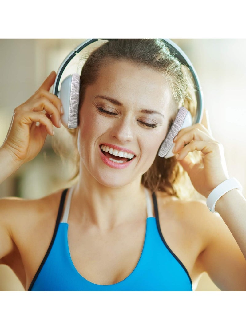 SYOSI Disposable Headphone Covers 300 Pieces Non Woven Sanitary Headphone Ear Covers Black Fabric Headset Covers Ear Pad Covers for Headphones 11 Cm 4.3 Inch White Blue Black - Image 2