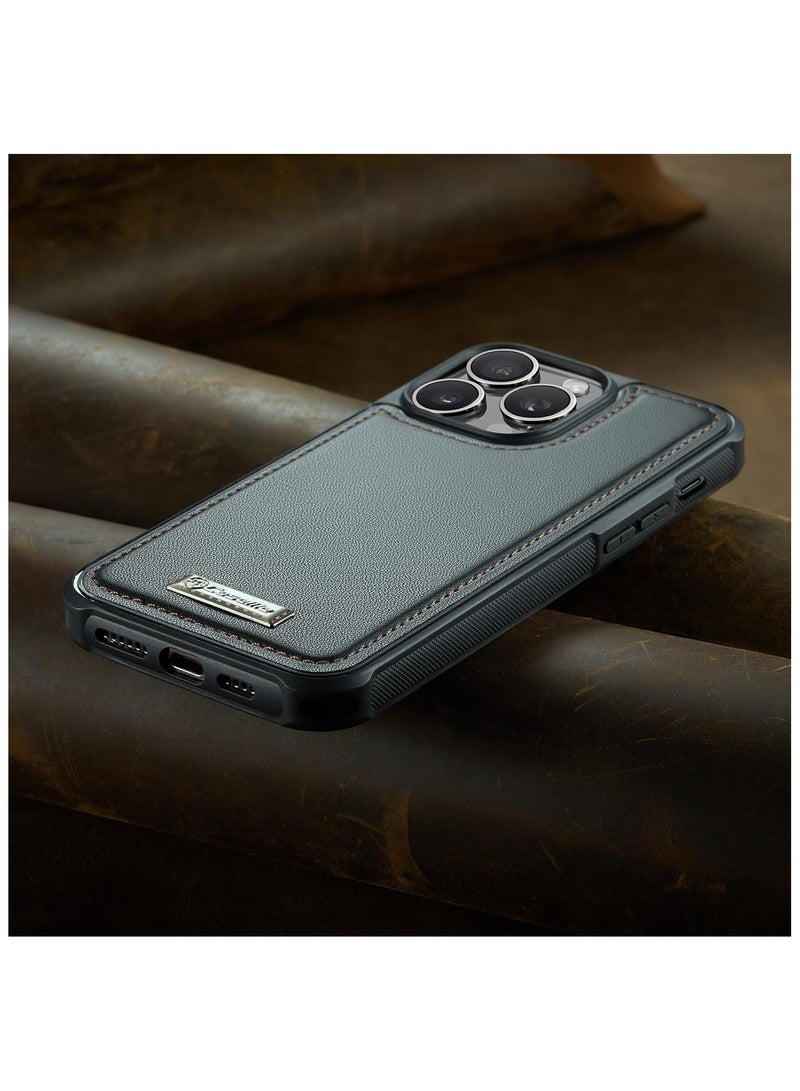 CaseMe Phone Case Compatible with IPhone 14 Pro Max Luxury PU Leather Back Cover Cover Magnetic Wireless Charging Compatible with IPhone 14 Pro Max (Black) - Image 4