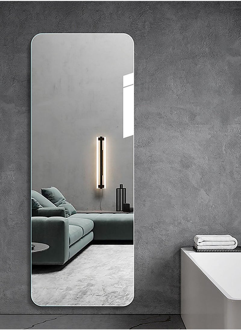 Merry Moments Modern Full Length Mirror Standing Hanging or Leaning Against Wall Large Rectangle Bedroom Mirror Floor Mirror Dressing Mirror Wall-Mounted Mirror Aluminum Alloy Thin White Frame Round Corner 45x155cm  - Image 2