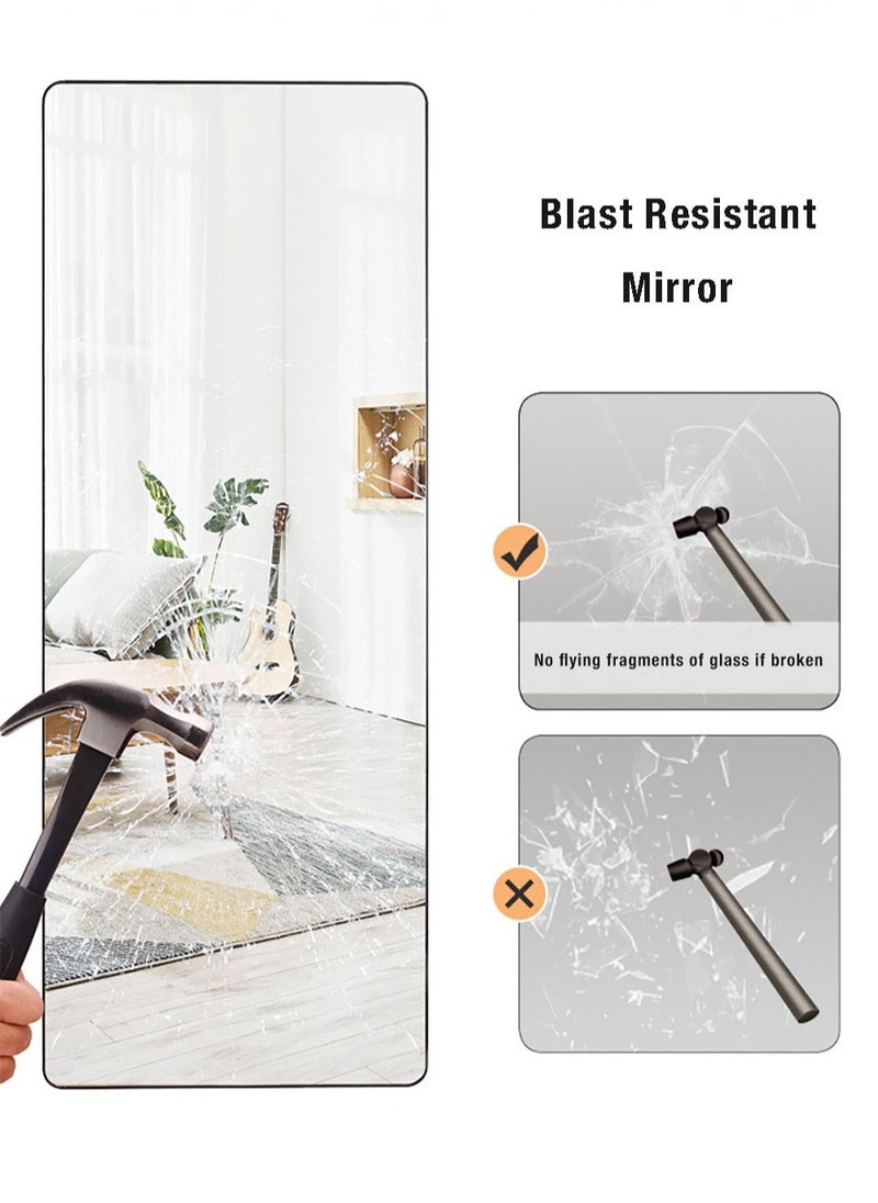 Merry Moments Modern Full Length Mirror Standing Hanging or Leaning Against Wall Large Rectangle Bedroom Mirror Floor Mirror Dressing Mirror Wall-Mounted Mirror Aluminum Alloy Thin White Frame Round Corner 45x155cm  - Image 4
