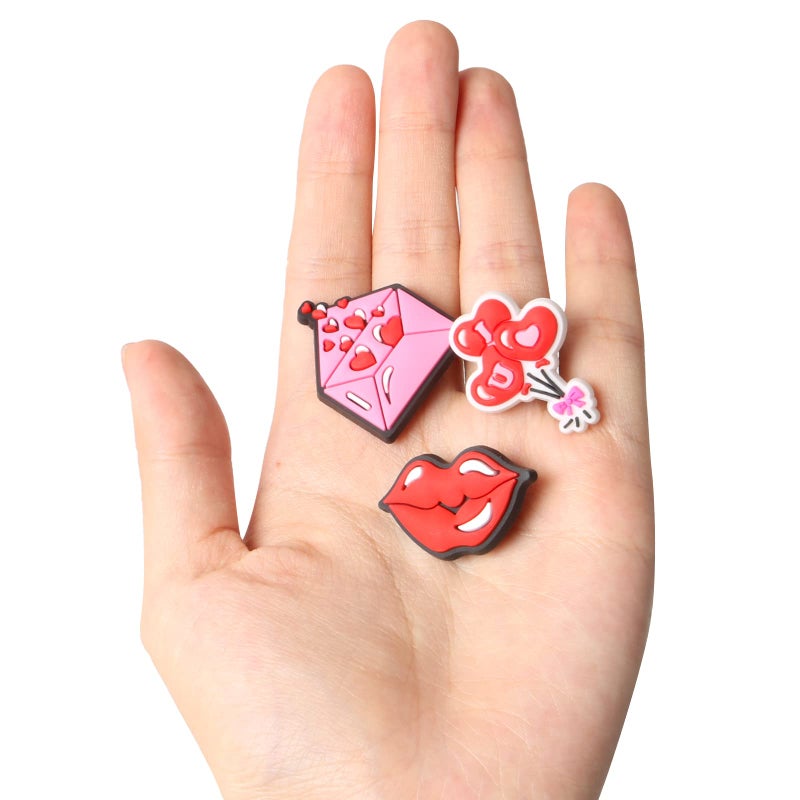 mortd Valentine's Day Shoe Decor Charms, 20 Pcs Love Cute Charms for Shoe Wristband Clog Decoration, PVC Shoe Accessories for Women Valentine's Day Party Supplies Birthday Gifts - Image 3