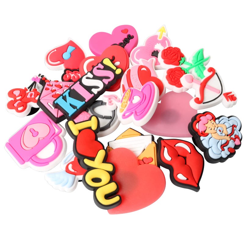 mortd Valentine's Day Shoe Decor Charms, 20 Pcs Love Cute Charms for Shoe Wristband Clog Decoration, PVC Shoe Accessories for Women Valentine's Day Party Supplies Birthday Gifts - Image 5