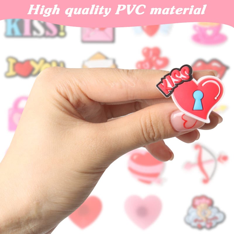 mortd Valentine's Day Shoe Decor Charms, 20 Pcs Love Cute Charms for Shoe Wristband Clog Decoration, PVC Shoe Accessories for Women Valentine's Day Party Supplies Birthday Gifts - Image 4