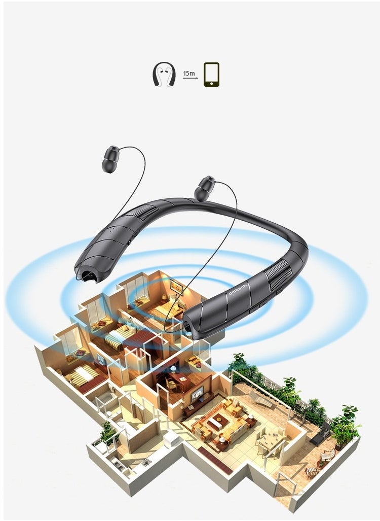 Neck -Mounted Neck Headphones Can Be Placed With Audiopathic Telescopic Bluetooth Speaker Surround Stereo Double -Ear Call Wireless Bluetooth Headset Speakers 2 -in -1