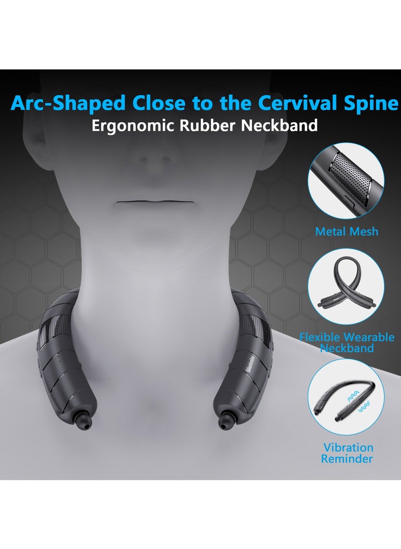 Neck -Mounted Neck Headphones Can Be Placed With Audiopathic Telescopic Bluetooth Speaker Surround Stereo Double -Ear Call Wireless Bluetooth Headset Speakers 2 -in -1