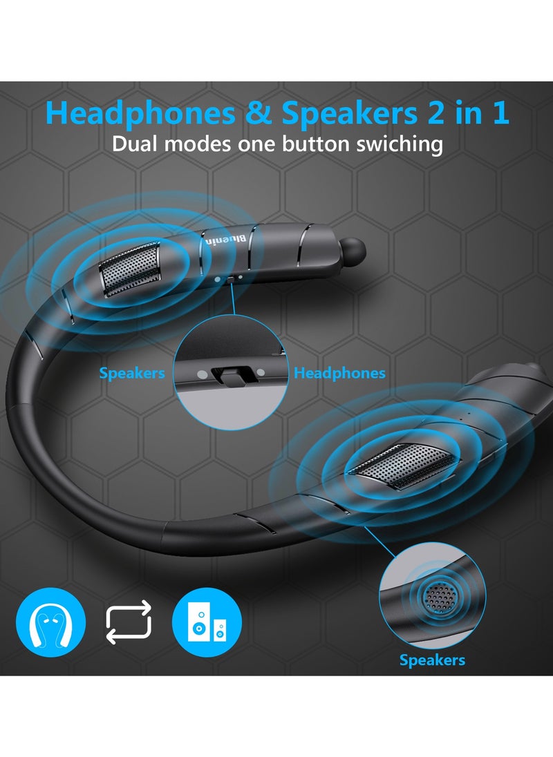 Neck -Mounted Neck Headphones Can Be Placed With Audiopathic Telescopic Bluetooth Speaker Surround Stereo Double -Ear Call Wireless Bluetooth Headset Speakers 2 -in -1