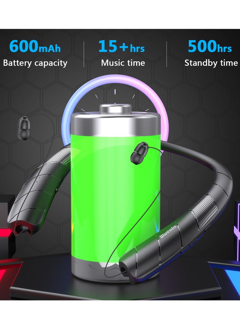 Neck -Mounted Neck Headphones Can Be Placed With Audiopathic Telescopic Bluetooth Speaker Surround Stereo Double -Ear Call Wireless Bluetooth Headset Speakers 2 -in -1