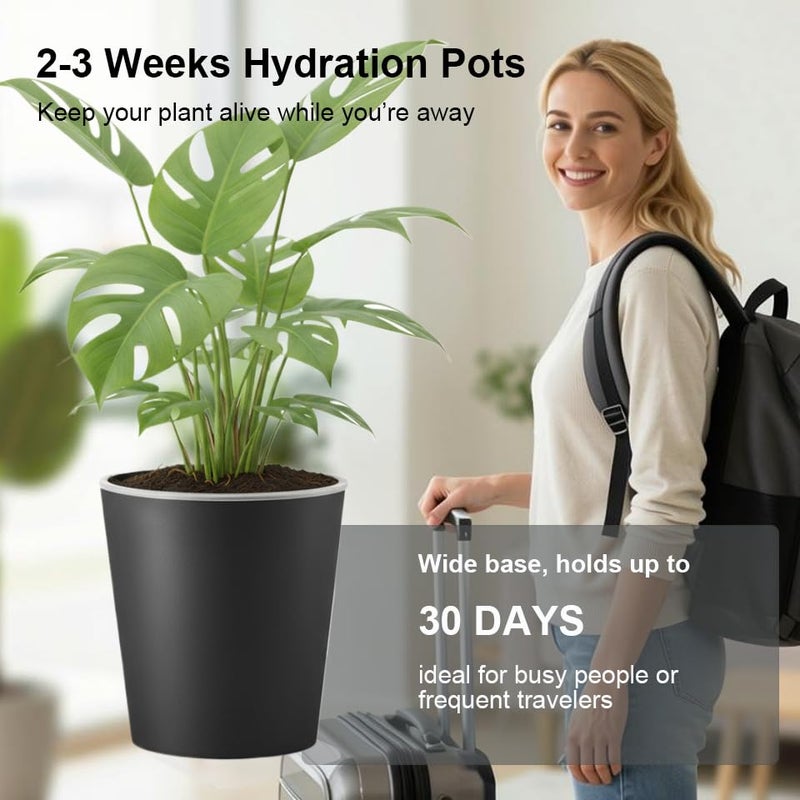 TineDew 3 Pack of 6in Plastic Cachepot with 6 inch Clear nusery Pot - self Watering Indoor Planter with Drainage for Root Visibility,semi Hydro pots for repotting Orchids,Aroid or Monstera,Black - Image 5