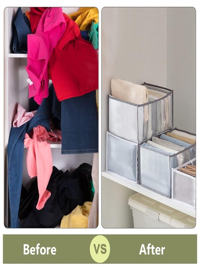 CREATIVNEST 7 Compartment Storage Box Foldable for Jeans, T-Shirts, Sarees & More Washable Cloth Drawer Divider & Closet Organizer for Clothes, Socks, Underwear, Towels (Multicolor) - Image 4