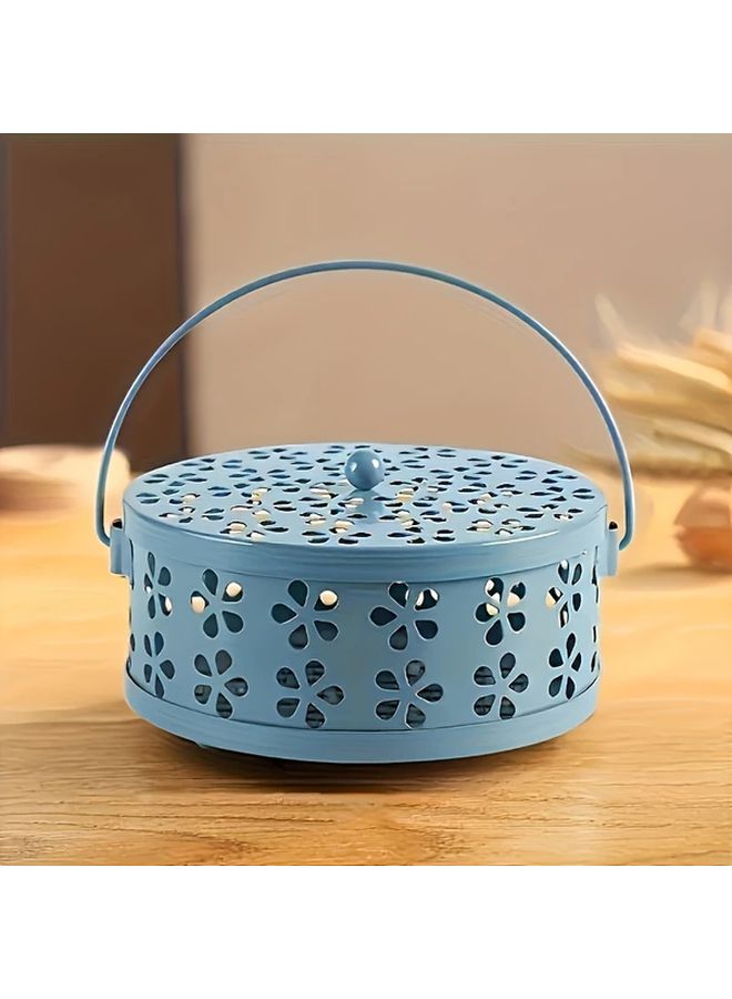 Vintage Metal Mosquito Coil Holder Incense Burner Portable Blue For Indoor Outdoor - Image 1