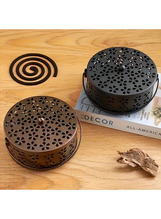 Vintage Metal Mosquito Coil Holder Incense Burner Portable Blue For Indoor Outdoor - Image 3