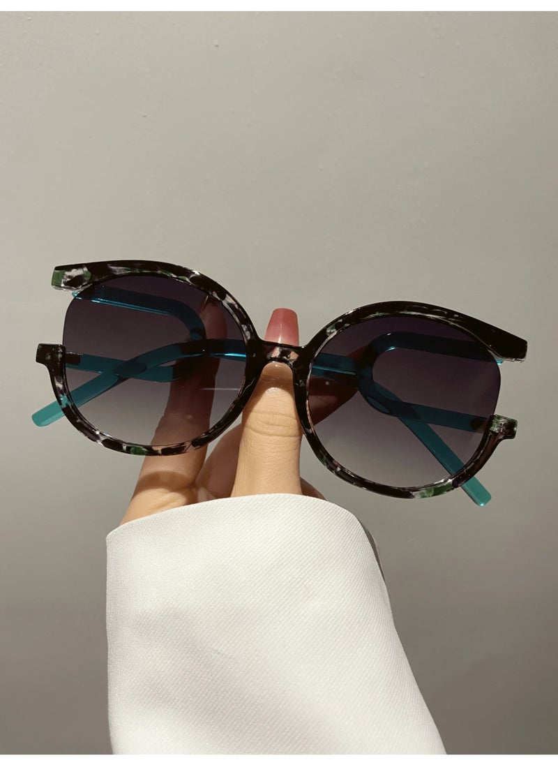 شي إن New Retro Big Frame Round Fashion Fashion Glasses 