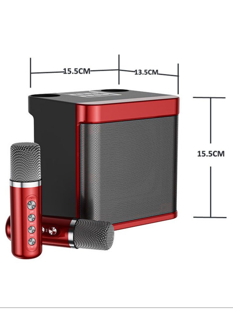 YS - Set Bluetooth Speaker with Microphone 5.0 USB Charging Wireless Speakers with Bluetooth Surround Sound Portable Speaker for Smart TV Microphone with Speaker for Singing Red - Image 1