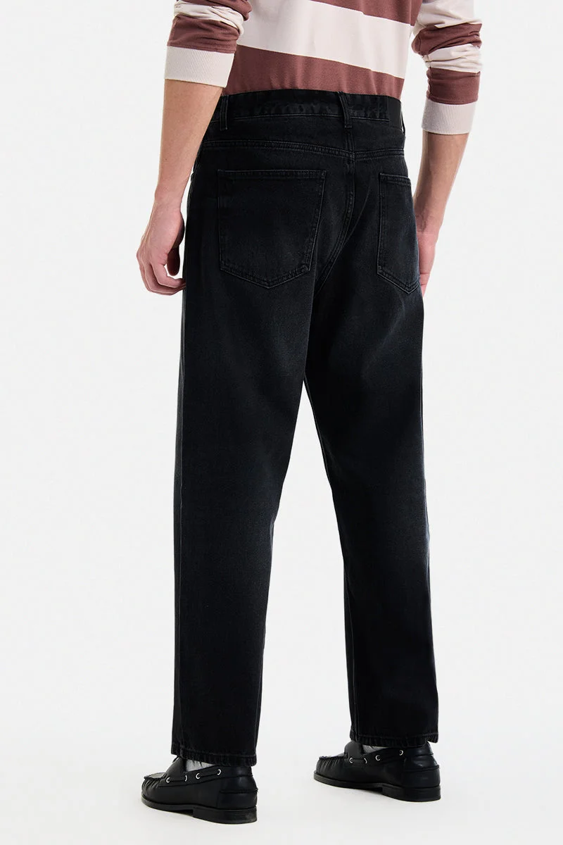 SNITCH Black Black Solid Wide Leg Casual Jeans for Men | Best Price UAE