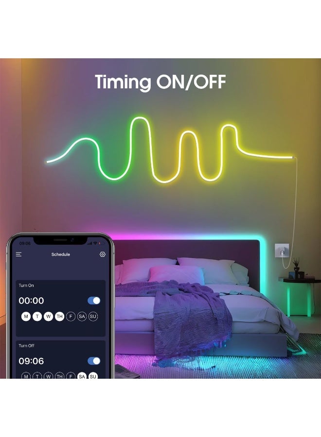 5m 5V LED Neon Light Strip - Bluetooth Controlled RGBIC Neon Light Rope, Waterproof Indoor and Outdoor Lighting, Flexible DIY Bedroom, Game, Party Decoration, Suitable for Bedroom, Living Room, Game Room Wall Decoration - Image 4