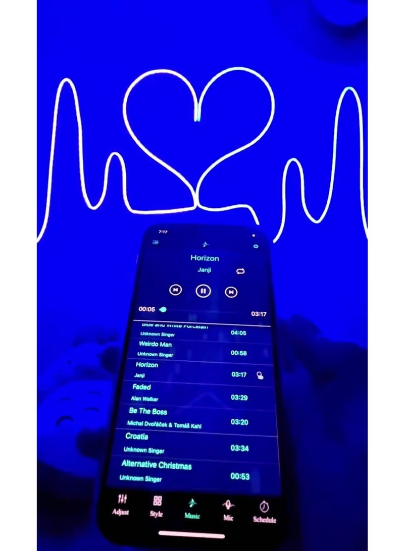 5m 5V LED Neon Light Strip - Bluetooth Controlled RGBIC Neon Light Rope, Waterproof Indoor and Outdoor Lighting, Flexible DIY Bedroom, Game, Party Decoration, Suitable for Bedroom, Living Room, Game Room Wall Decoration - Image 2