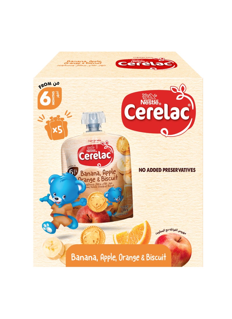 Cerelac Fruits Puree Pouch in Banana, Orange & Biscuit Value Pack - Image 1