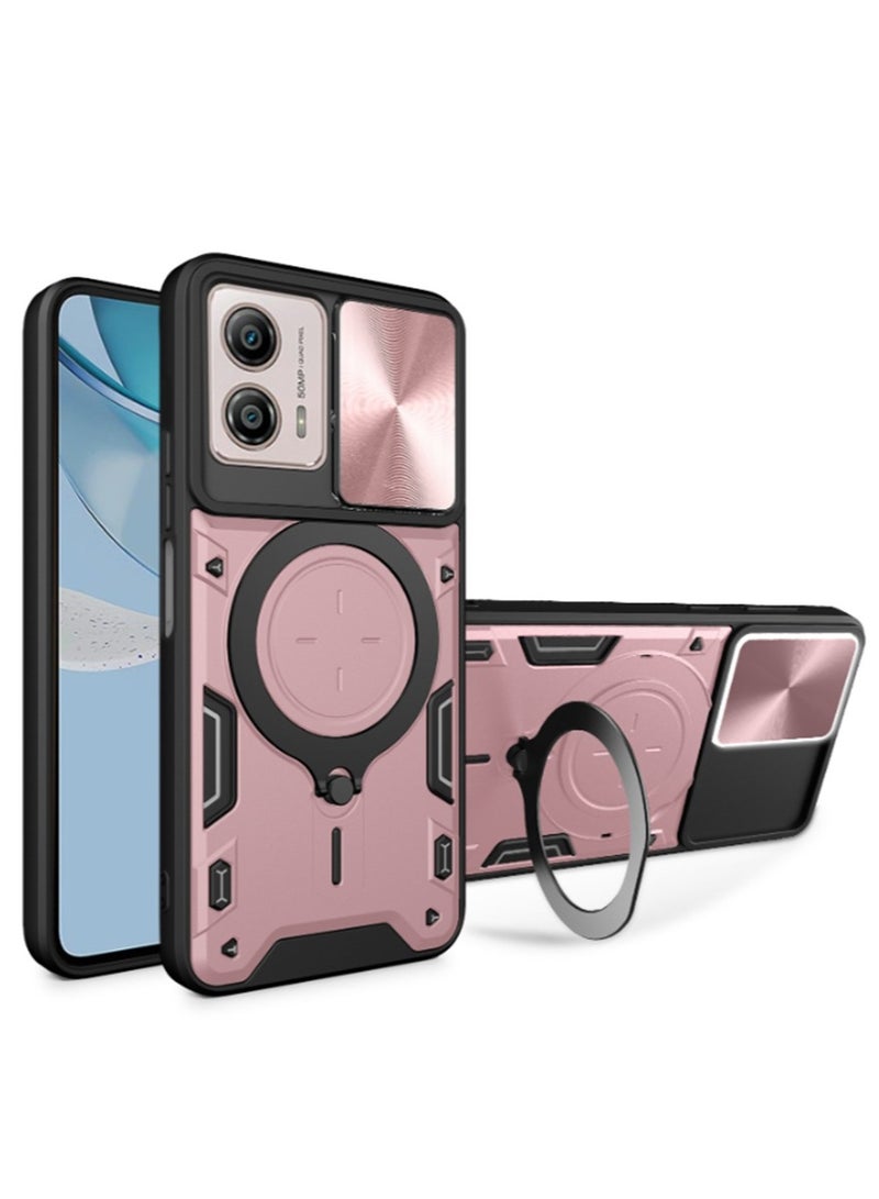 for Motorola G24 4G / G04 4G / E14 4G / G04s 4G Case, Slide Camera Lens Cover, Magnetic Ring Holder Kickstand Protective Phone Case for Motorola G24 4G / G04 4G / E14 4G / G04s 4G