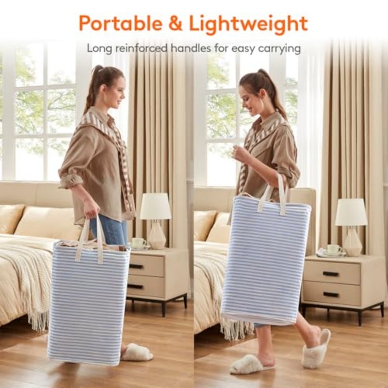 2 Pack Laundry Basket Each, Collapsible Clothes Hamper with Reinforced Handles, Freestanding Waterproof Design for Bedroom and Laundry Room, 160L Total - Image 5