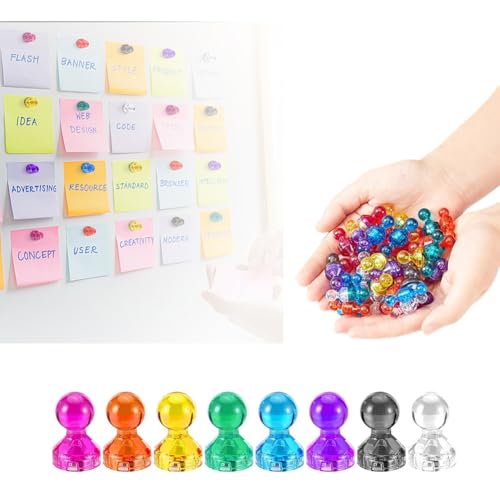 Jubobu Fridge Magnets,24 Pcs,Strong Fridge Magnets,Whiteboard Magnets,Magnetic Thumb Tacks for Whiteboard,Office,School,Kitchen(Colorful) - Image 1