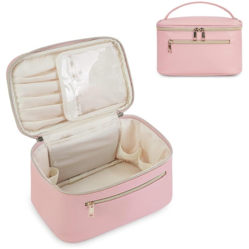 Cross-border new cosmetic bag, portable skin care product, toiletry bag, large capacity outdoor travel cosmetic tool storage bag Pink - Image 1