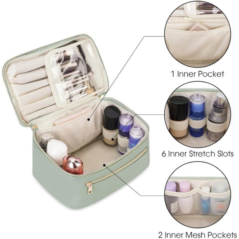 Cross-border new cosmetic bag, portable skin care product, toiletry bag, large capacity outdoor travel cosmetic tool storage bag Pink - Image 4