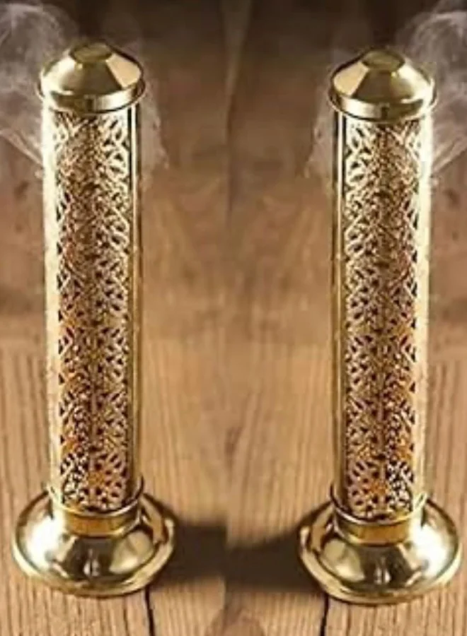 QUESERA Handcrafted Floral Cut Design with Lid Brass Incense Burner